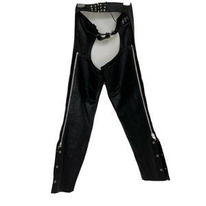 Women's Black Leather Chaps Sz S Motorcycle Chaps FMC